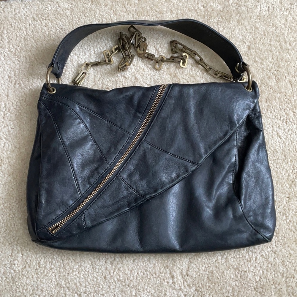 Kooba black leather purse with removable chain strap